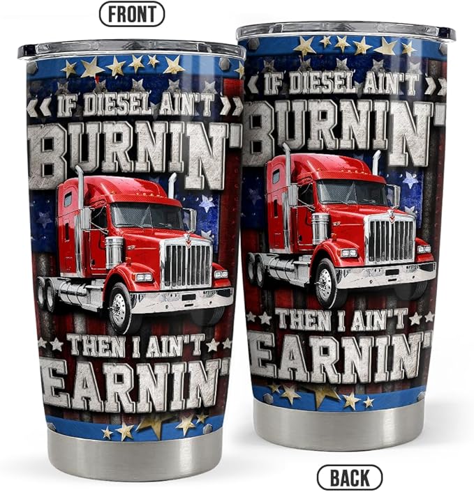 SANDJEST Trucker Tumbler 20oz Stainless Steel Insulated Travel Mug Cup for Men Dad Husband Truck Driver Gifts for Birthday Christmas Fathers Day