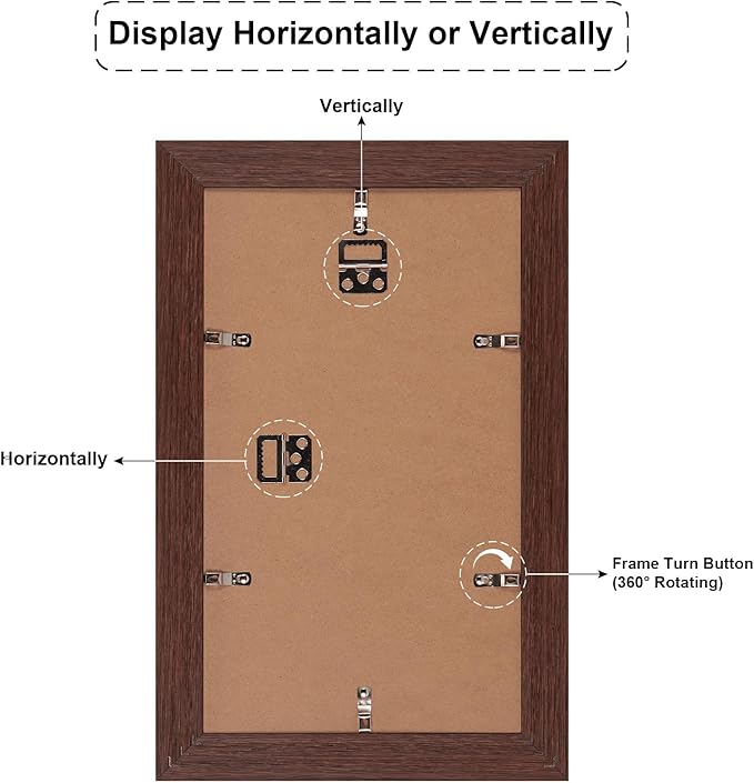 8x14 Picture Frame Display 3 opening 4X6 Picture Frame Collage,Multi Photo Frame with Mat,Plexiglass,Wall Hanging Decor,Walnut Wood Grain