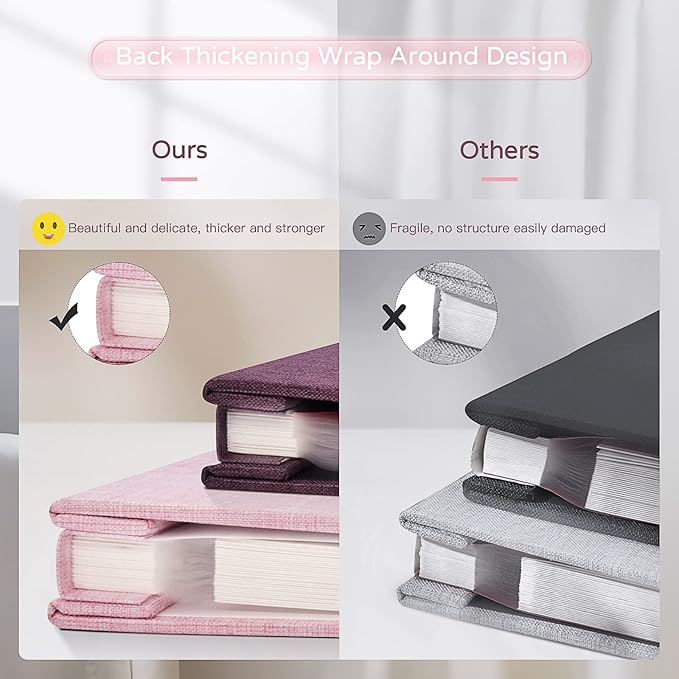 Popotop Large Photo Album Self Adhesive 4x6 5x7 8x10 Scrapbook Album DIY Picture Book,Gifts for Mom,Family Baby and Wedding,with Metal Pen and Plastic Board