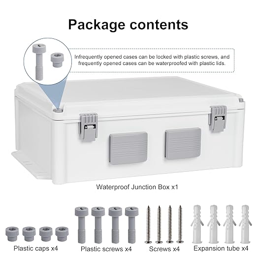 Outdoor Electrical Junction Box, ABS Water Resistant Enclosure with Internal Mounting Panel & Hinged Cover (16.5" H x 12.6" L x 6.1" W)