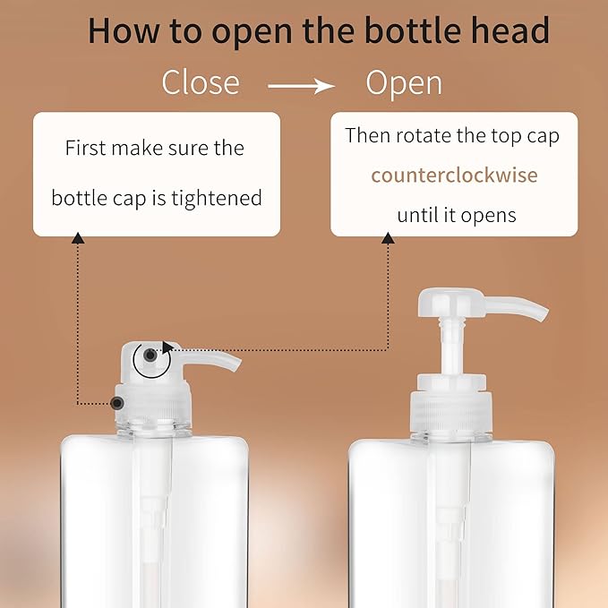 Pump Bottle Dispenser 22oz/650ml Jansburg 2Pack Refillable Square Plastic Lotion Dispenser Empty Lotion Pump Bottle for Essential Oil Lotion, Shampoo, Bathroom Travel Clear