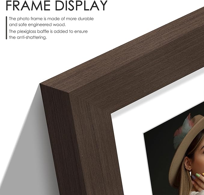 8.5x11 Double 5x7 Picture Frame Double Picture Frame Displays Two 5x7 inch Photos Available Horizontal Wall Mounting Display and Vertical Walnut