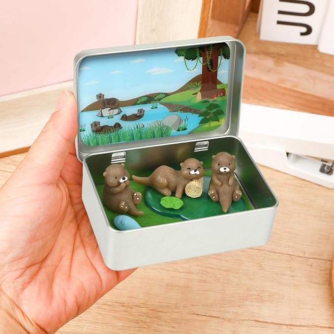 Little Pocket Otter Mini Tin Desk Collectible Gift Travel Buddy | Mini otter tin collectible, perfect desk gift for coworkers, stocking stuffer teen emotional companion for daily work breaks