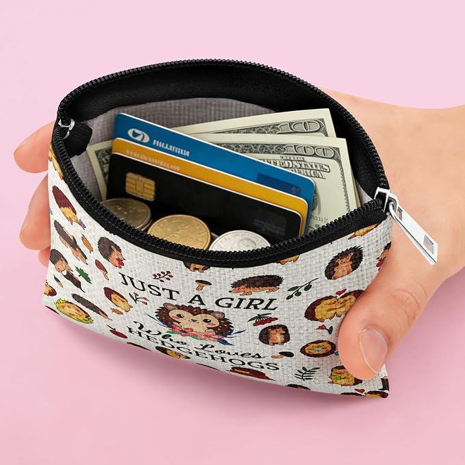 Hedgehog Gifts Coin Purse for Women Hedgehog Lover Gifts Christmas Birthday Gift Hedgehogs Present for Daughter Sister Bestie Animal Lover Coin Pouch Teen Graduation Gift Zipper Change Pouch