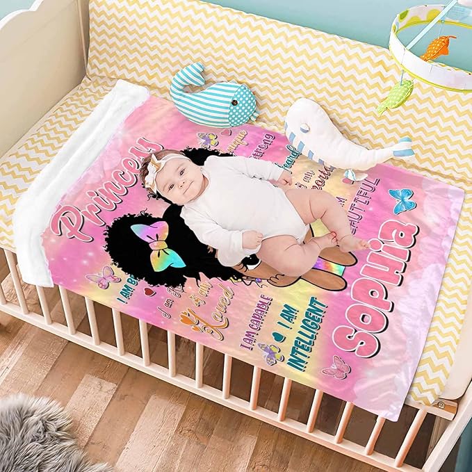 Personalized Blanket for Kids Adults Personalized Name Blanket Custom American African Blanket with Name Personalized Gifts for Christmas Birthday Mothers Fathers Day