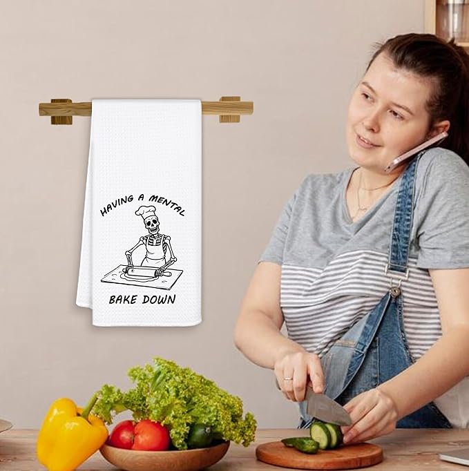 Funny Skeleton Chef Kitchen Towels, Baking Towels, Tea Towels for Baking, Gifts for Bakers Decorative Dish Towels for Kitchen Decor, Gifts for Baking Lovers, Gothic Kitchen Decor, 16x24 Inch