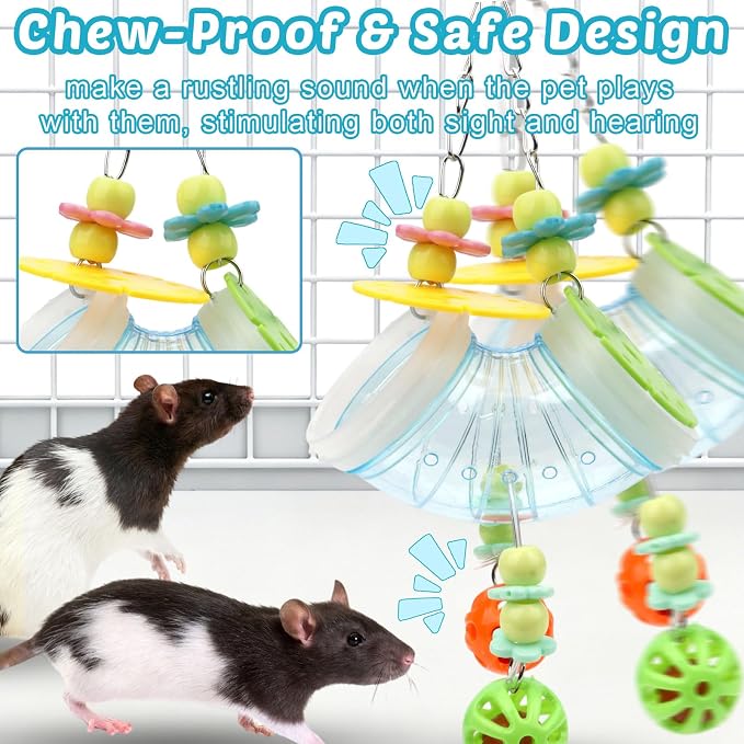 Hypeety Rat Enrichment Toys Cage Accessories Chew Toy for Rat Parrot, Blue | Promotes natural foraging, reduces boredom, with wide opening, hanging slow feeder for treats, easy-clean, puzzle toy, blue
