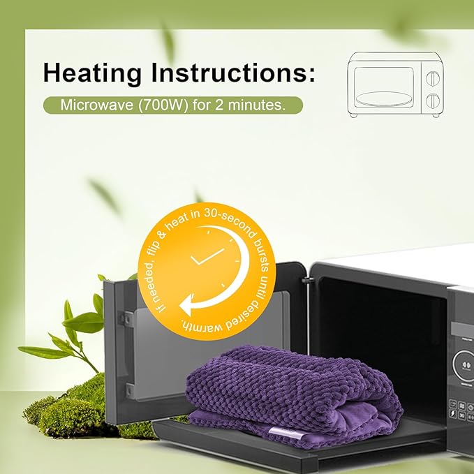 UNCN Microwave Heating Pad 7x17 Inches | Microwavable Heat Pad for Pain Relief | Reusable Bean Bag | Weighted Hot Pack for Neck, Shoulder, Cramps, Back | Warm Compress (Dark Purple)