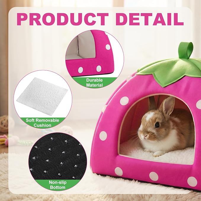 Guinea Pig Bed Rabbit Hideout Warm Fleece Cuddle Cup Washable Sleeping House for Small Animals Pet/Ferret/Chinchilla/Bunny (Pink)