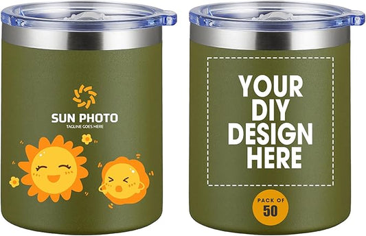 Personalized Custom Tumbler Print in USA 12oz 50Pcs Stainless Steel Travel Coffee Cup with Lid & Straw Double Wall Insulated Mug With Colorful Text Logo Photo