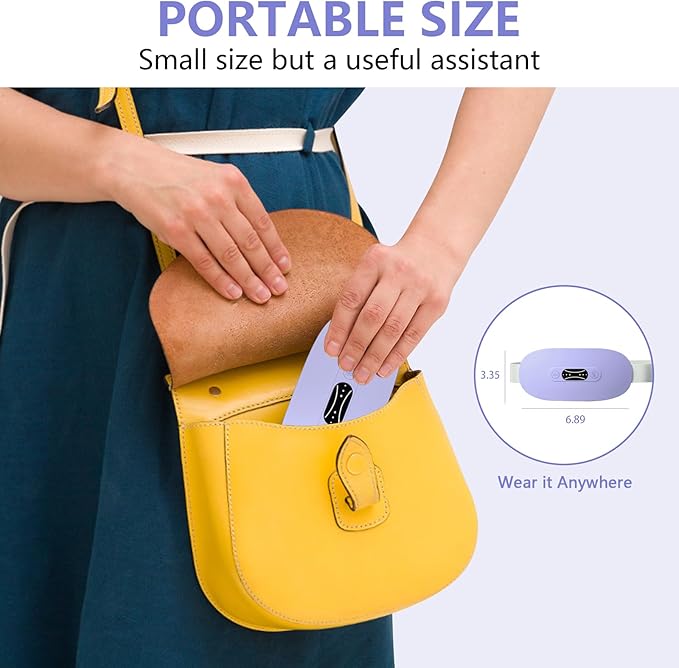 LISACOOL Portable Ccordless Heating Pad for Period Cramps Electric Waist Belt Device Portable Heatings Pad with 3 Heat Levels and 3 Massage Modes Birthday Gifts for Women and Girls (Purple)