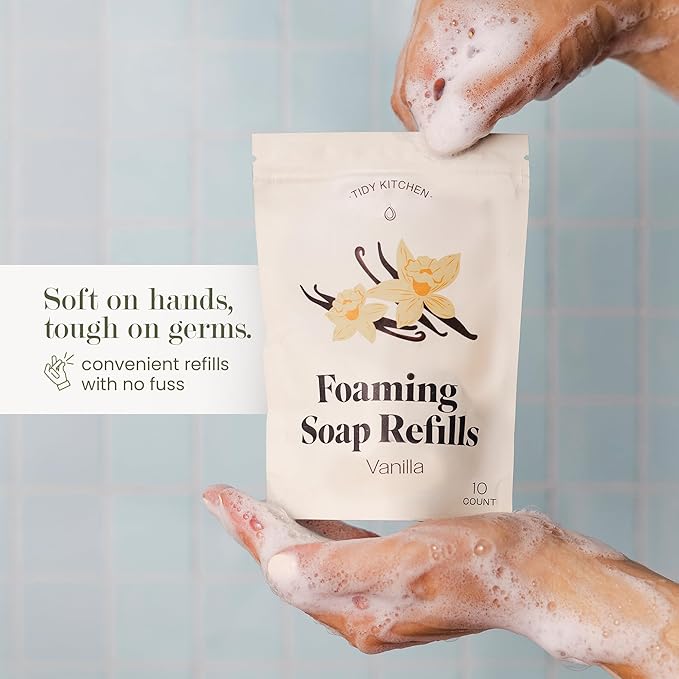 Foaming Hand Soap Refills Tablets – 10 Count | Moisturizing Hand Soap Foam Refill for Kitchen and Bathroom | Easy to Use, Soft & Fluffy Foam, Hand Wash Refill for Dispensers (Vanilla)