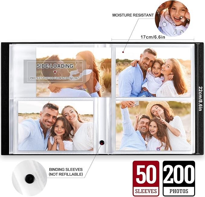 Ywlake Photo Album 4x6 200 Pockets 2 Packs, Linen Photo Albums Holds 200 Horizontal Pictures Only Pink