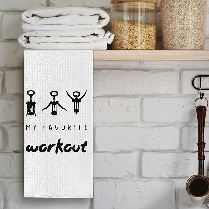 Ciliri Funny Kitchen Towels, Favorite Workout Hand Towels, Wine Lovers Gifts for Women, Tea Towels, Dish Towel for Kitchen & Bathroom Decor - 16 x 24