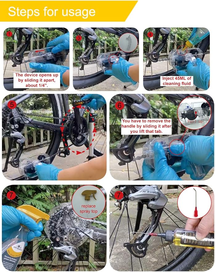 Bike Cleaner kit,Perfect kit to Clean/Protect/Lube Bicycle,with Chain Scrubber,Cleaning Brush Tool