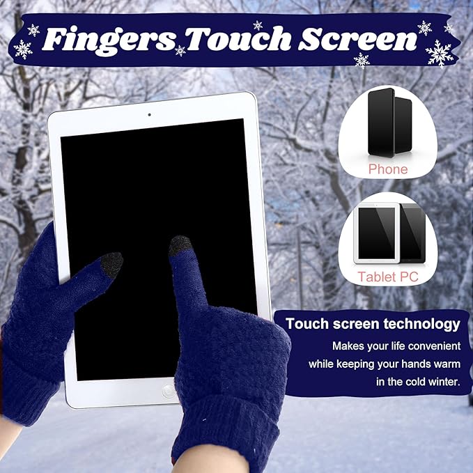 JenPen 4 Pcs Winter Hat Scarf and Gloves Set for Women Include Ear Cover Cold Weather Scarf Hat Knit Beanie Gloves