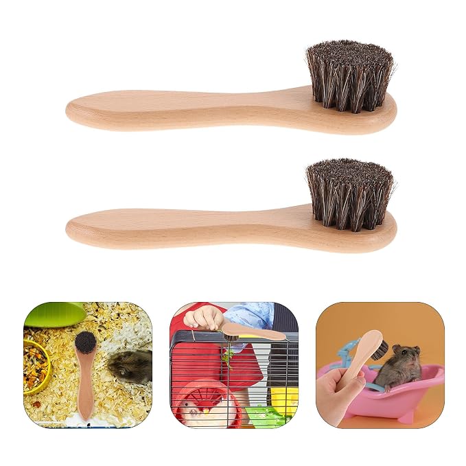 Abaodam 2pcs Small Pets Grooming Brush with Soft Bristles and Beech Wood Handle, 4-inch Bathing Comb for Rabbits, Guinea Pigs, Hamsters, and Ferrets, Comfortable Massage Tool for Pet