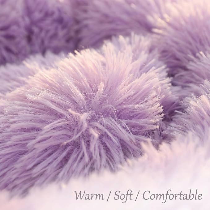 Tiny Dog Bed 15 Inch for Extra Small Dogs,Washable Puppy Bed,Soft Faux Fur Calming Donut Bed for Chihuahua Yorkie Maltese Pomeranian,Purple and White