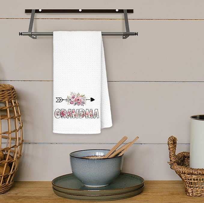 JINYO Grandma Kitchen Hand Towels - Gift Ideas for Grandchildren, Dish and Tea Towels, Christmas Birthday Presents, 16x24 Inch