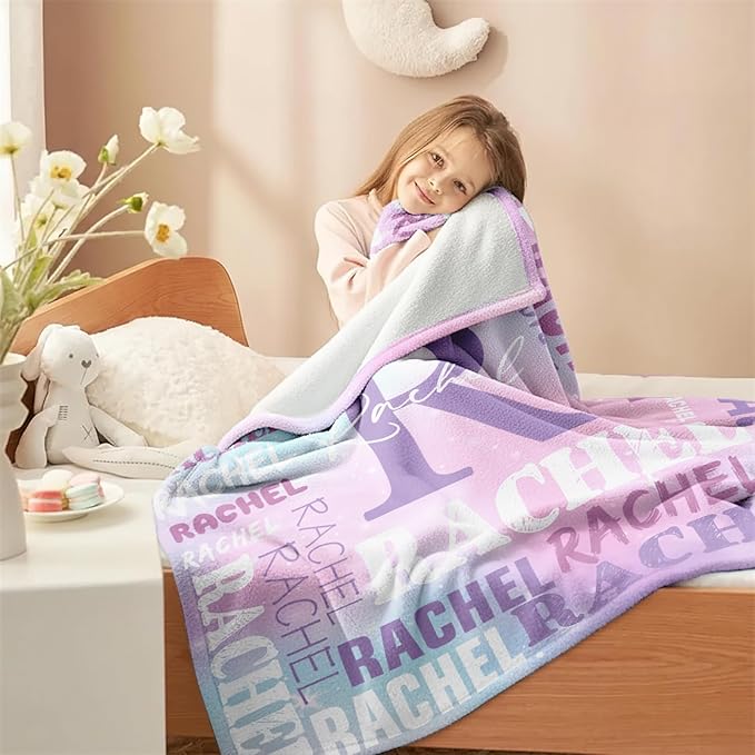 Personalized Blankets for Teen Girls Boys - Printed in USA, Custom Blanket with Kids Names, Ultra-Soft Flannel Monogrammed Baby Throws Blankets, Customized Christmas Brithday Gifts for Adults