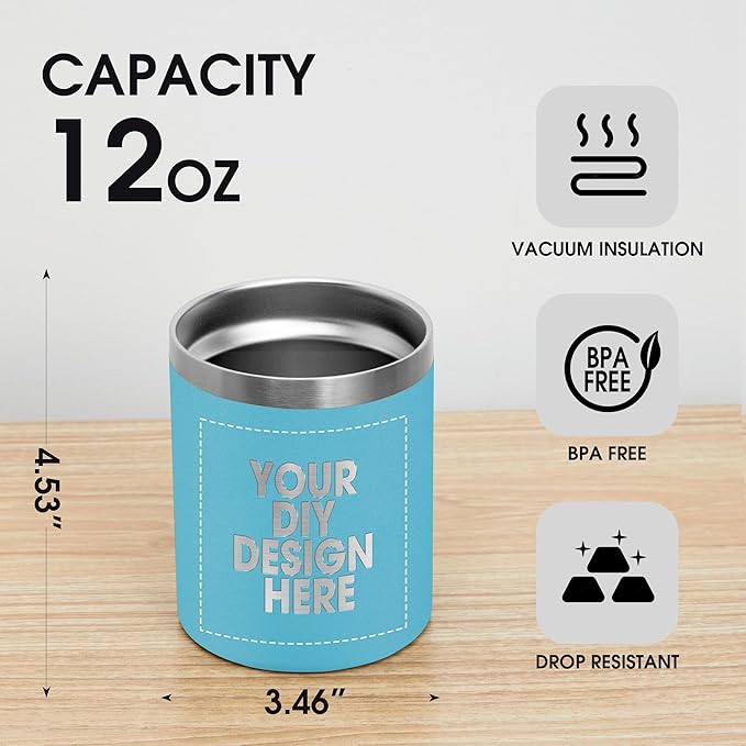 Personalized Custom Tumbler Print in USA 12oz 10Pcs Stainless Steel Travel Coffee Cup with Lid & Straw Double Wall Insulated Mug With Colorful Text Logo Photo