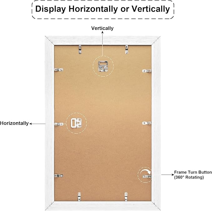 13x21 Picture Frame Display 10 opening 4X6 Picture Frame Collage,Multi Photo Frame with Mat,Plexiglass,Wall Mount Decor,Distressed White Wood Grain