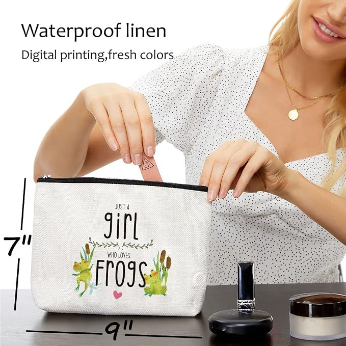 Blue Leaves Frog Makeup Bag Cosmetic Bag