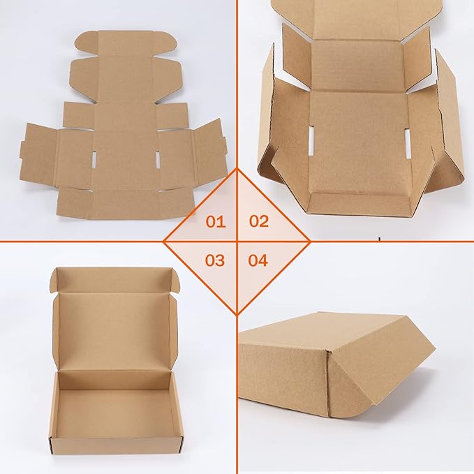 PHAREGE 7x5x2 inch Shipping Boxes Bulk 50 Pack Brown, Tab Lock Tuck Top Mailer Boxes for Packaging Small Business, Small Cardboard Gift Boxes for Wrapping Mailing Present