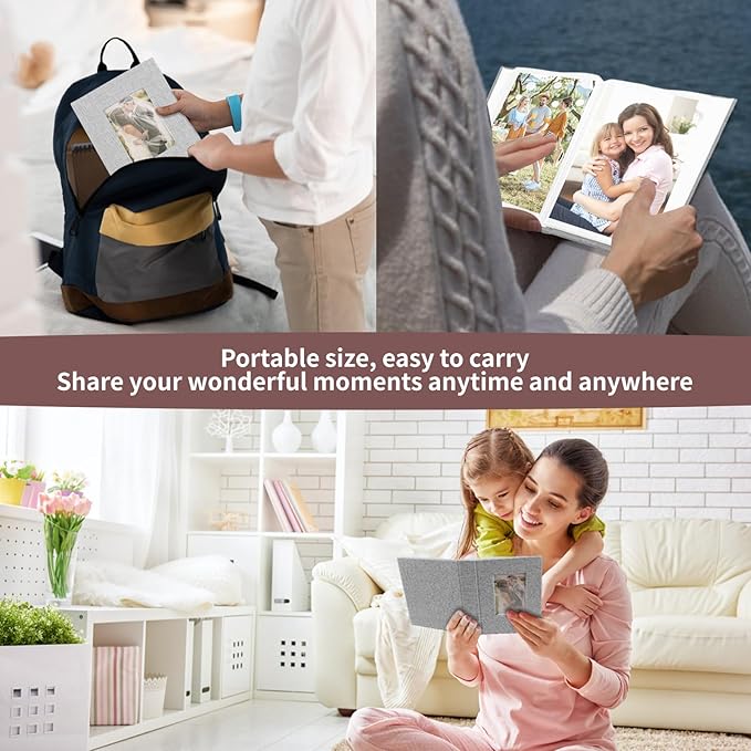 vivinin 2 Pack Photo Album 4x6, Linen Cover Photo Book, Small Photo Album Book for 36 Pockets Hold 72 Pictures, Picture Book for Photos Family Anniversaries Baby Vacations（Gray