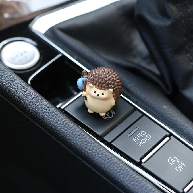 6 PCS Hedgehog Decor Car Dashboard Decorations, Fairy Garden Accessories | Kiofs Mini Hedgehog Figurines Car Gifts for Women Interior, Cute Desk Pets