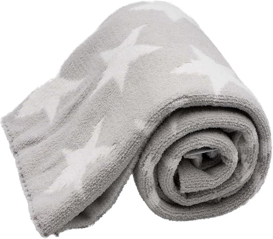 Chenille Baby Blanket - Soft & Plush, Toddler & Baby Blankets, 40x30 Inches (Grey Stars)