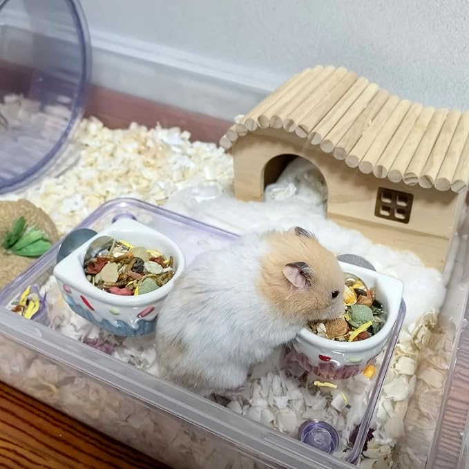 2 PCS Hamster Food Bowl Ceramic Hamster Food Water Dish Feeder | Cage Accessories,for Mice Hedgehog Gerbil,Hamster Water Bowl,Hamster Food Bowl,Hamster Feeder