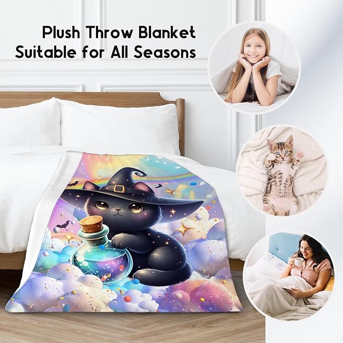 Kids Blankets Blanket Gifts for Cat Lovers - 60x80 Inches Cozy Soft Flannel Throw for Girls