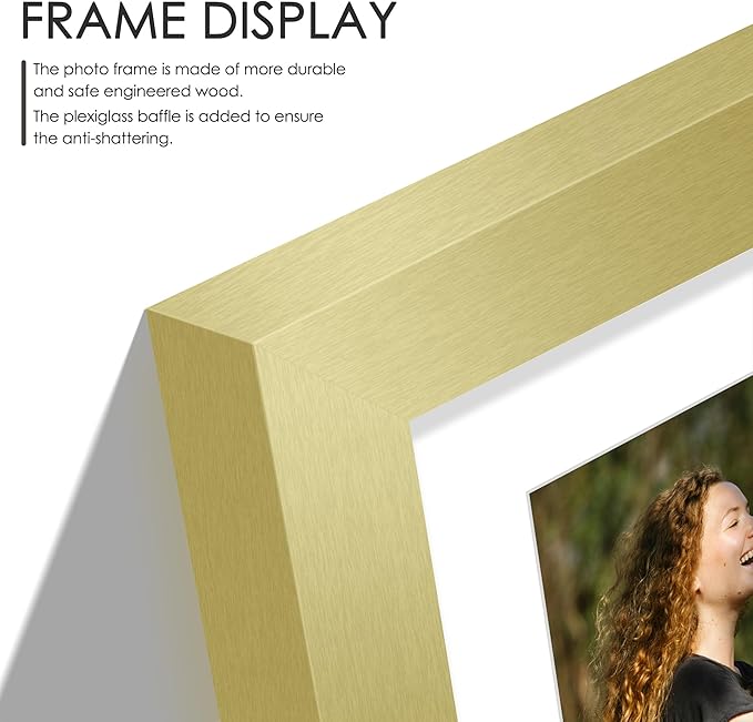 8x14 Collage Picture Frame 4x6 Collage Picture Frame Displays Three 4x6 inch Photos or 8x14 (Without Mat) for Available Horizontal Wall Mounting Display and Vertical Gold