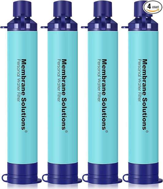 Membrane Solutions Straw Water Filter S1, NSF/ANSI 42&372&401 certificated, Survival Filtration Portable Gear, Emergency Preparedness, Supply for Drinking Hiking Camping Team Family Outing