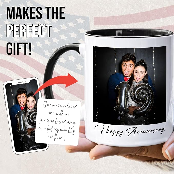 Ship Next Day Custom Mug Design Your Own Photo Text Personalized Picture Gifts for Women Men Customized Gifts Idea Personalized Coffee Mugs 15oz Black Handle