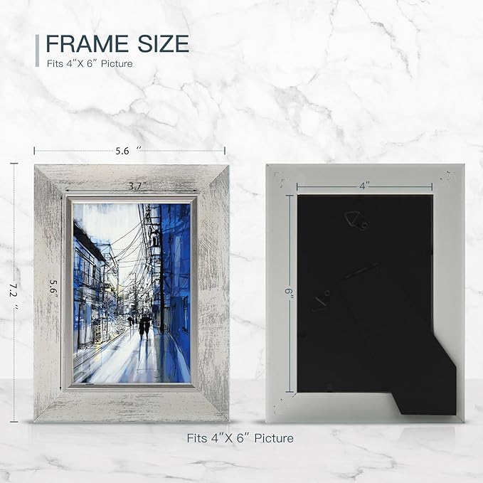 XUANLUO 4x6 Picture Frames Set of 4 Rustic Retro Photo Frame with HD Plastic Cover for Wall Mount and Tabletop Display Family Friends Wedding Gift
