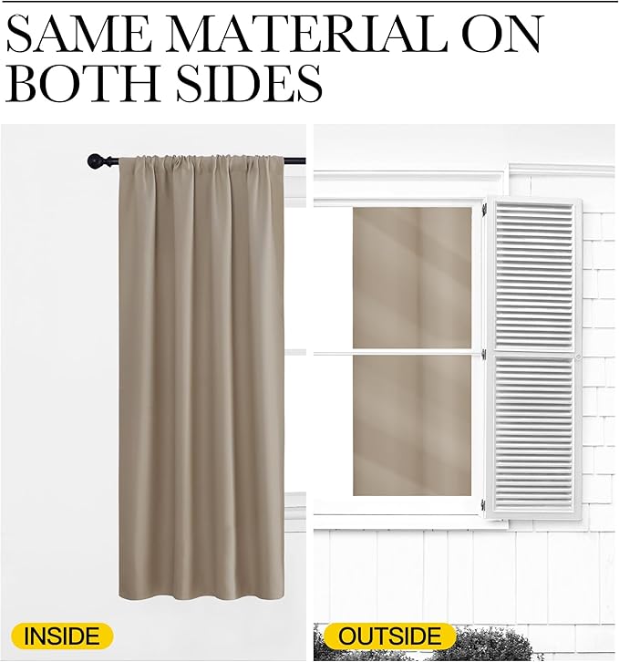NICETOWN RV Blackout Curtains for Camper Windows, Taupe, 29" Wide by 40" Long, 2 PCs, Short Blackout Curtains & Drapes, Thermal Insulated Blackout Curtain Panels for Kids Room, Play Room