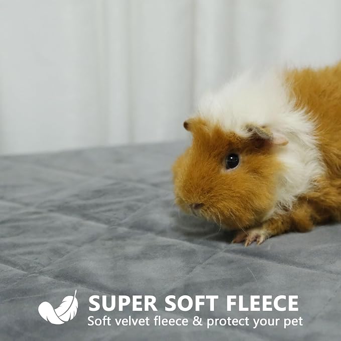 Washable Guinea Pig Fleece Bedding, 18"x24" Reusable Cage Liner 2 Pack | Cage Bedding, Absorbent, Non-Slip, Waterproof Rabbit Bedding, Machine Washable, Small Animal Cage Accessory