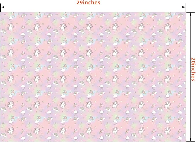 PlandRichW Unicorn Wrapping Paper Folded for Girls, Women Birthday 4 Princess Pink Designs of Rainbow, Fairy Wand, Diamond, for Holidays Baby Shower 12 Sheets 20 × 29 Inches