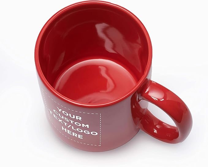Custom Ceramic Coffee Mugs 11 oz. Set of 50, Personalized Bulk Pack - Coffee cup set, Iced coffee cup, Gaming mug - Red