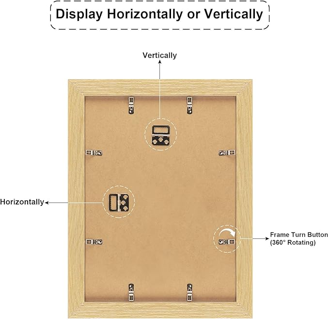 11x15 Picture Frame Display 4 opening 5x7 Picture Frame Collage,Multi Photo Frame with Mat,Plexiglass,Horizontal and Vertical Formats for Wall Decor,Natural Wood Grain