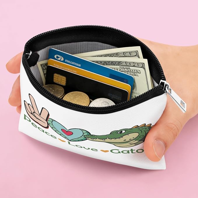 Gators Lover Gift Gator Coin Purse for Women Alligator Gifts Daughter Sister Friends Mom Crocodile Lover Gifts Coin Pouch Animal Lovers Gift Gators Lovers Zipper Change Pouch