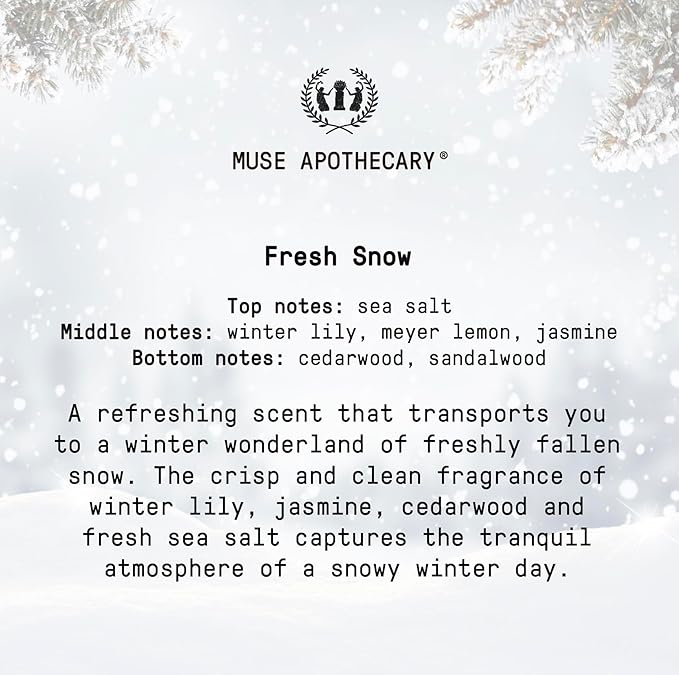 Muse Apothecary Hand Ritual - Aromatic and Nourishing Hand Soap, Infused with Natural Aromatherapy Essential Oils - 16 oz, Fresh Snow, 3 Pack