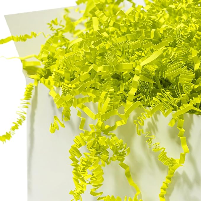 Mefleet 1/2 LB Crinkle Cut Paper Shred Filler 8 oz Light Green Crinkle Shredded Paper for Gift Box - Gift Basket Bag Filler - Grass Cushion Stuffing for Easter, Mother's day, Holiday Packaging Wrapping