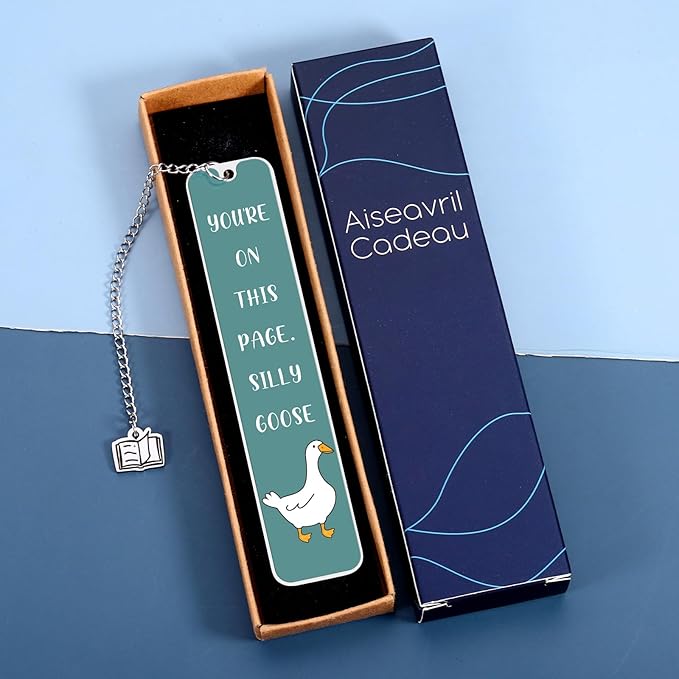 Aiseavril Cadeau Green Goose Bookmark - Stainless Steel - 1 pc for Book Lovers