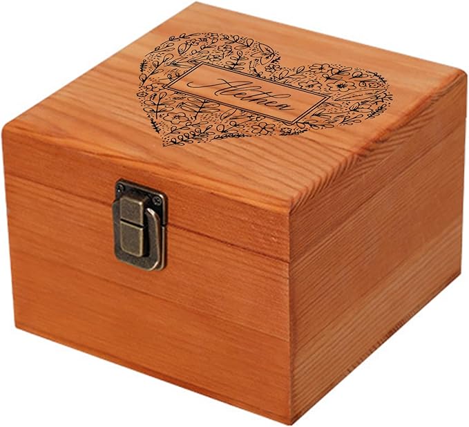 Personalized Keepsake Memory Box Custom Name Wooden Decorative Storage Box with Lids, Christmas Gift Box for Women Men Customized Gifts for Birthday Anniversary Wedding Graduation