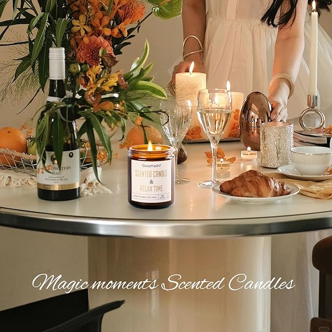Lavender Scented Candle 9 oz, Fall Candles,Natural Soy Wax Candles, Autumn Gifts Set for Women,Jar Scented Candle with up to 50 Hour Burn Time, Relaxing Home Fragrance for Home