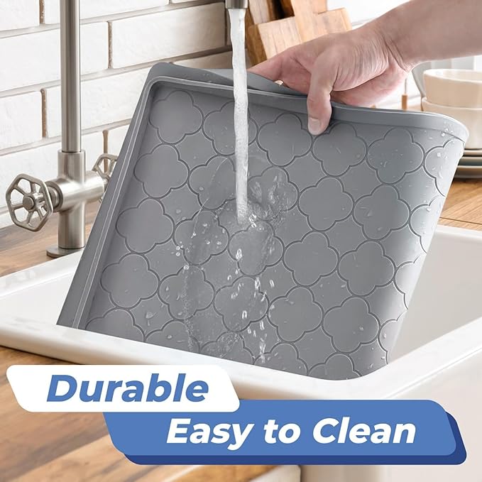 Jin&Bao Waterproof Under Sink Mat 28" x 19", Thick Silicone Mat Cabinet Protector for Kitchen and Bathroom, Shelf Liner, Home Organizer and Storage, Multipurpose Tray for Gadgets and Essentials