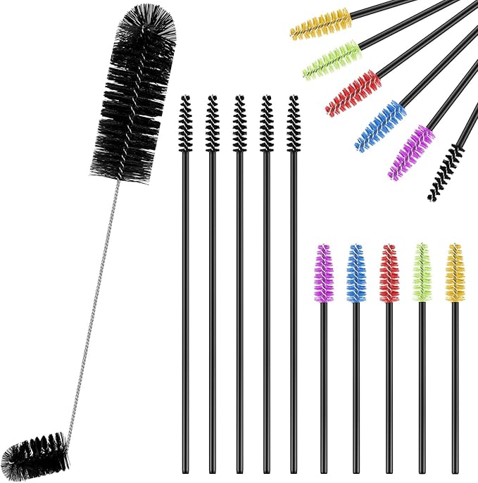 Hummingbird Feeder Cleaning Brush 19 Pieces 3 Size Mini Nylon Double Headed 2 in 1 Hummingbird Brush Hard to Reach Places Tiny Cleaning Kit(Black)